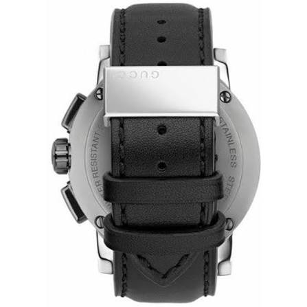 Gucci Men’s Swiss Made Quartz Leather Strap Black Dial 44mm Watch YA101205