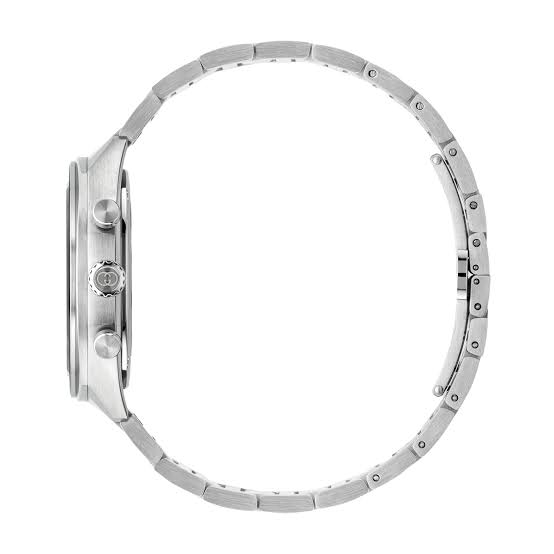 Gucci Men’s Swiss Made Chronograph Quartz Silver Stainless Steel Black Dial 41mm Watch YA142316