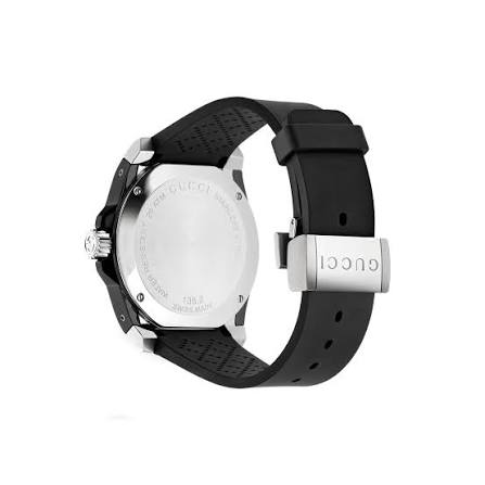Gucci Men’s Swiss Made Quartz Black Silicone Strap Black Dial 45mm Watch YA136204