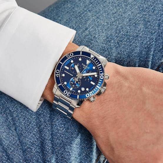 TISSOT Seastar 1000 Men’s Chronograph Quartz Swiss Made Silver Stainless Steel Blue Dial 45mm Watch T120.417.11.041.00