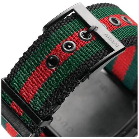 Gucci Men’s Swiss Made Quartz Three Tone Nylon Strap Black Dial 44mm Watch YA131202