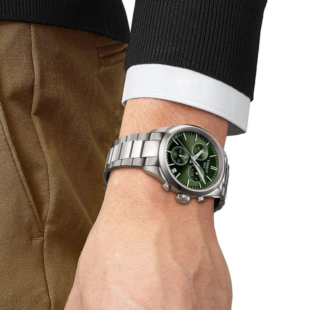 TISSOT Men’s Quartz Swiss Made Silver Stainless Steel Green Dial 40mm Watch T150.417.11.091.00