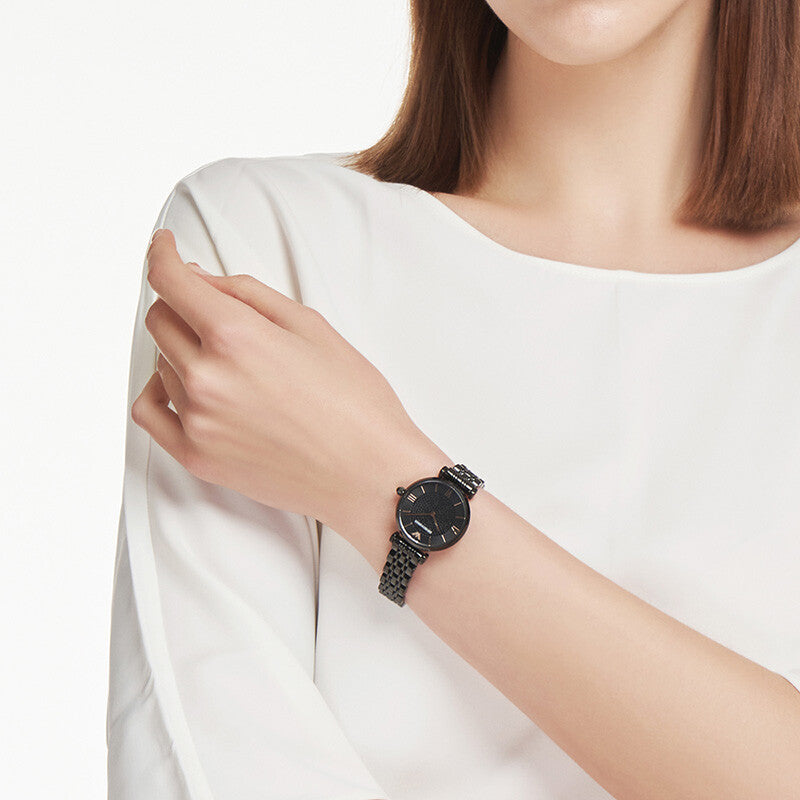 Emporio Armani Women’s Analog Stainless Steel Black Dial 32mm Watch AR11245