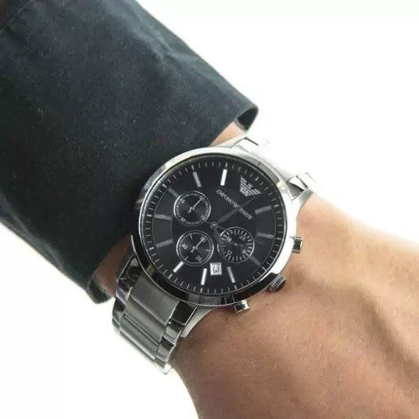 Emporio Armani Men’s Chronograph Quartz Stainless Steel Black Dial 43mm Watch AR2434