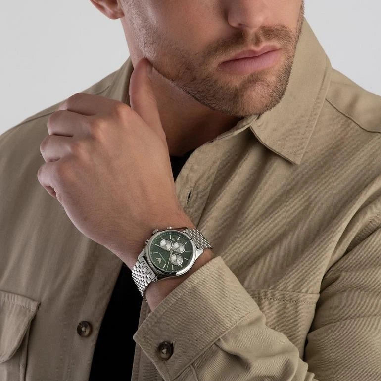 Emporio Armani Men’s Quartz Silver Stainless Steel Green Dial 41mm Watch AR11581