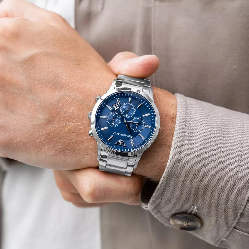 Emporio Armani Men’s Chronograph Quartz Stainless Steel Blue Dial 41mm Watch AR2448