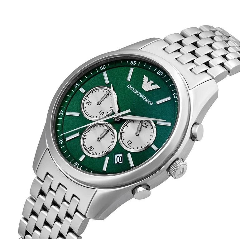 Emporio Armani Men’s Quartz Silver Stainless Steel Green Dial 41mm Watch AR11581