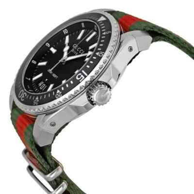Gucci Men’s Swiss Made Quartz Nylon Strap Black Dial 45mm Watch YA136206