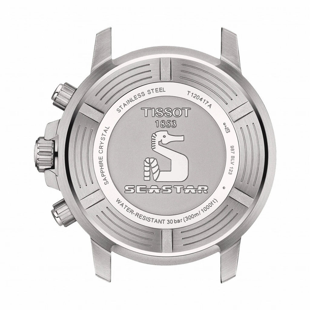 TISSOT Seastar 1000 Men’s Quartz Chronograph Swiss Made Black Silicone Strap Black Dial 45mm Watch T120.417.17.051.02