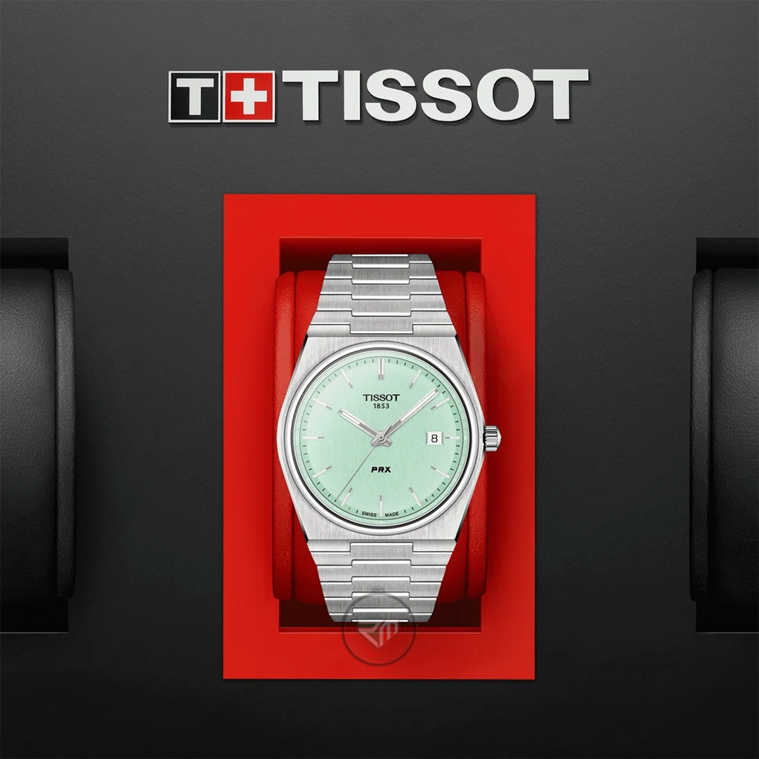 TISSOT PRX Men’s Swiss Made Quartz Stainless Steel Light Green Dial 40mm Watch T137.410.11.091.01