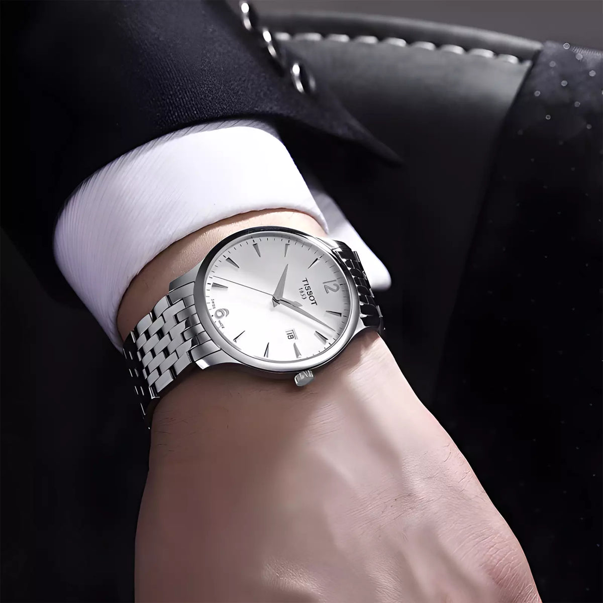 TISSOT Men’s Quartz Swiss Made Stainless Steel White Dial 42mm Watch T063.610.11.037.00