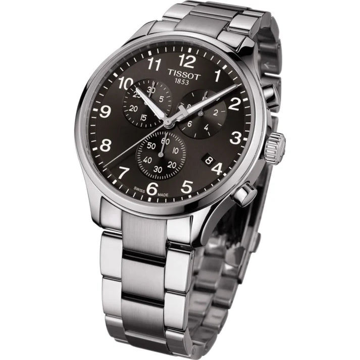 TISSOT Men’s Quartz Swiss-Made Silver Stainless Steel Black Dial 45mm Watch T116.617.11.057.01