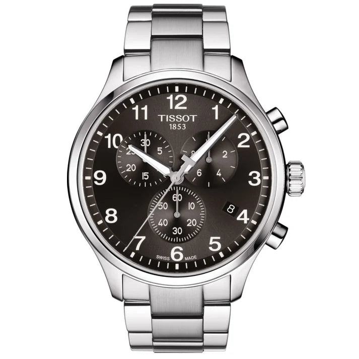 TISSOT Men’s Quartz Swiss-Made Silver Stainless Steel Black Dial 45mm Watch T116.617.11.057.01
