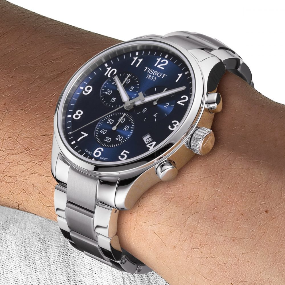 TISSOT Men’s Quartz Swiss Made Silver Stainless Steel Blue Dial 45mm Watch T116.617.11.047.01