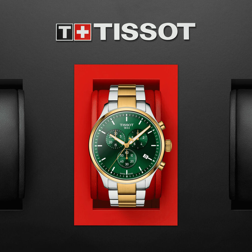TISSOT Men’s Swiss Made Quartz Two-tone Stainless Steel Green Dial 45mm Watch T116.617.22.091.00