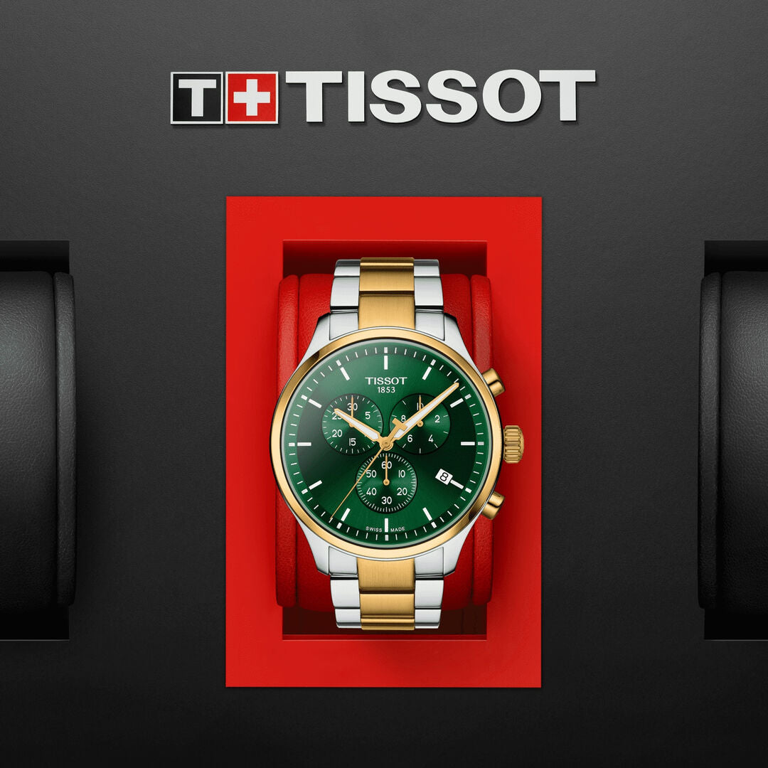 TISSOT Men’s Swiss Made Quartz Two-tone Stainless Steel Green Dial 45mm Watch T116.617.22.091.00