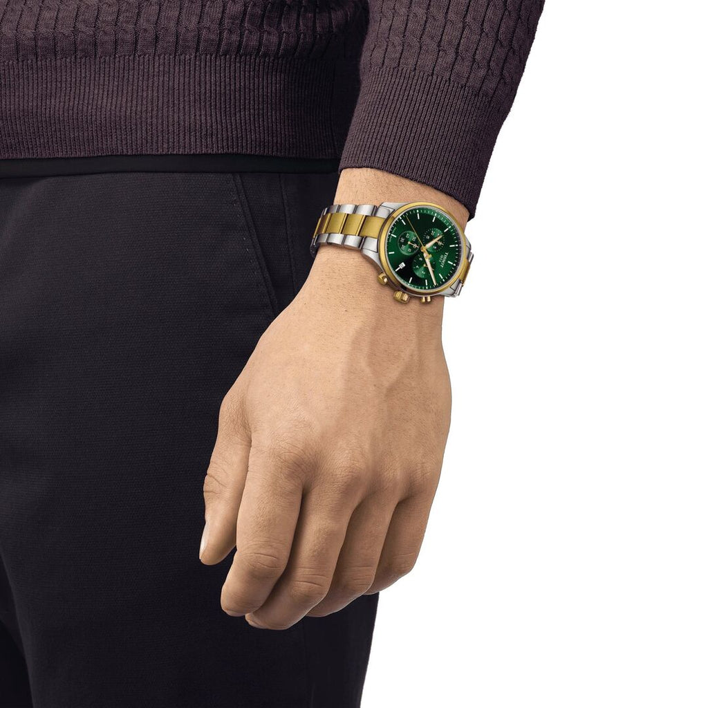 TISSOT Men’s Swiss Made Quartz Two-tone Stainless Steel Green Dial 45mm Watch T116.617.22.091.00