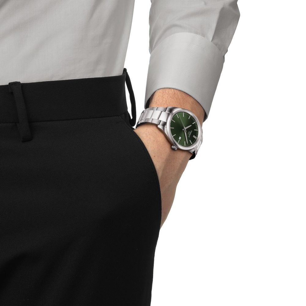 TISSOT Men’s Quartz Swiss Made Silver Stainless Steel Green Dial 40mm Watch T150.410.11.091.00