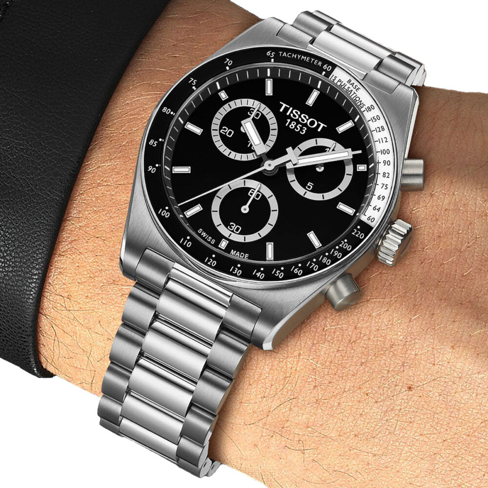 TISSOT PRS516 Men’s Quartz Swiss Made Silver Stainless Steel Black Dial 40mm Watch T149.417.11.051.00