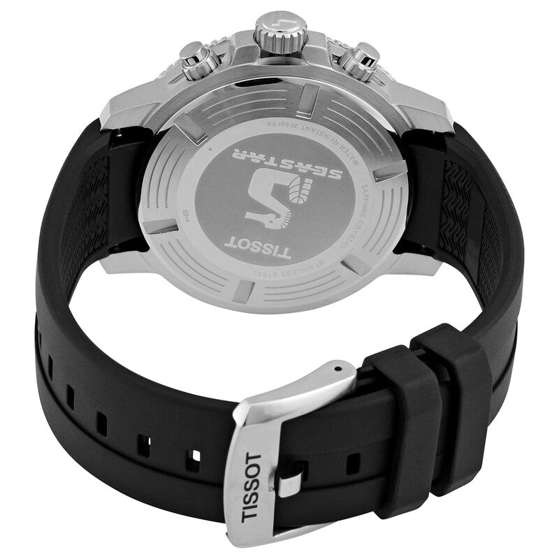 TISSOT Seastar 1000 Men’s Quartz Chronograph Swiss Made Black Silicone Strap Black Dial 45mm Watch T120.417.17.051.02