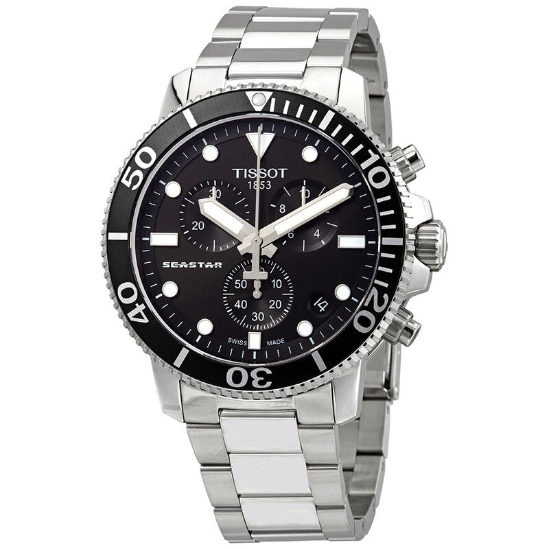 TISSOT Seastar 1000 Chronograph Men’s Quartz Swiss Made Stainless Steel Black Dial 45mm Watch T120.417.11.051.00