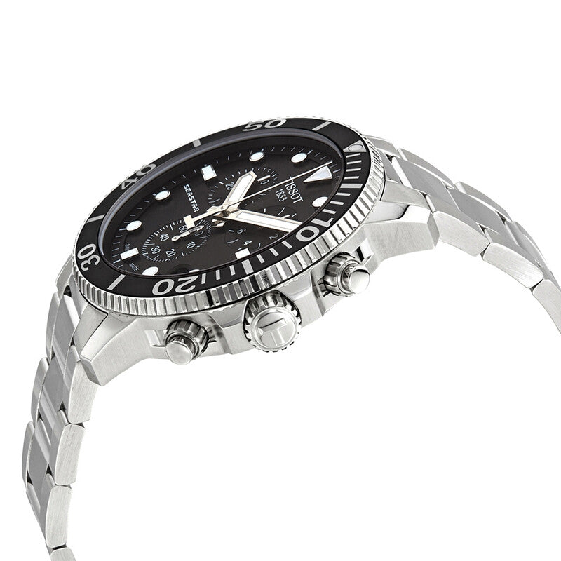 TISSOT Seastar 1000 Chronograph Men’s Quartz Swiss Made Stainless Steel Black Dial 45mm Watch T120.417.11.051.00