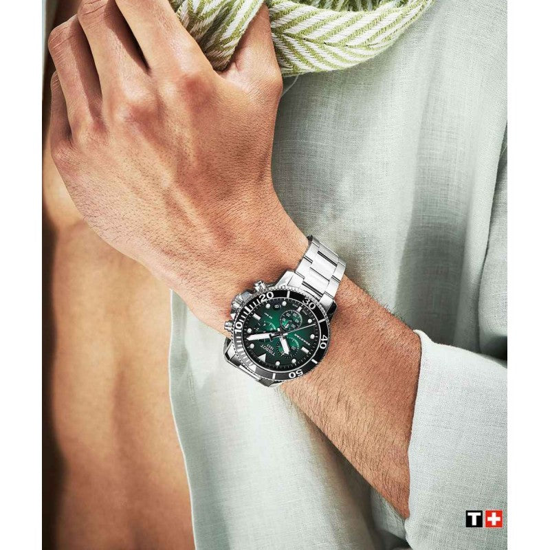 TISSOT Seastar 1000 Men’s Quartz Swiss Made Stainless Steel Green Gradient Dial 45mm Watch T120.417.11.091.01