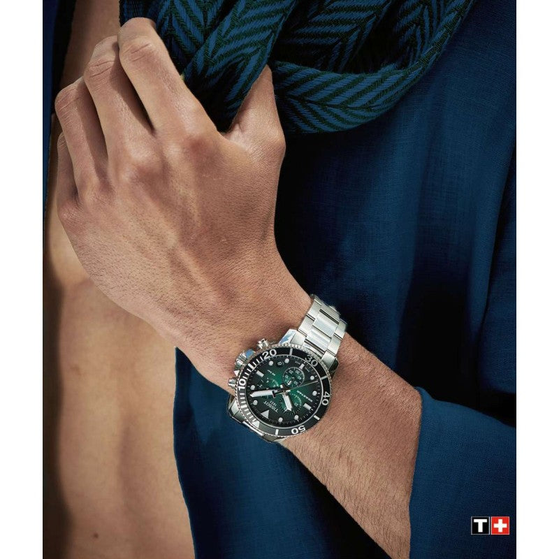 TISSOT Seastar 1000 Men’s Quartz Swiss Made Stainless Steel Green Gradient Dial 45mm Watch T120.417.11.091.01