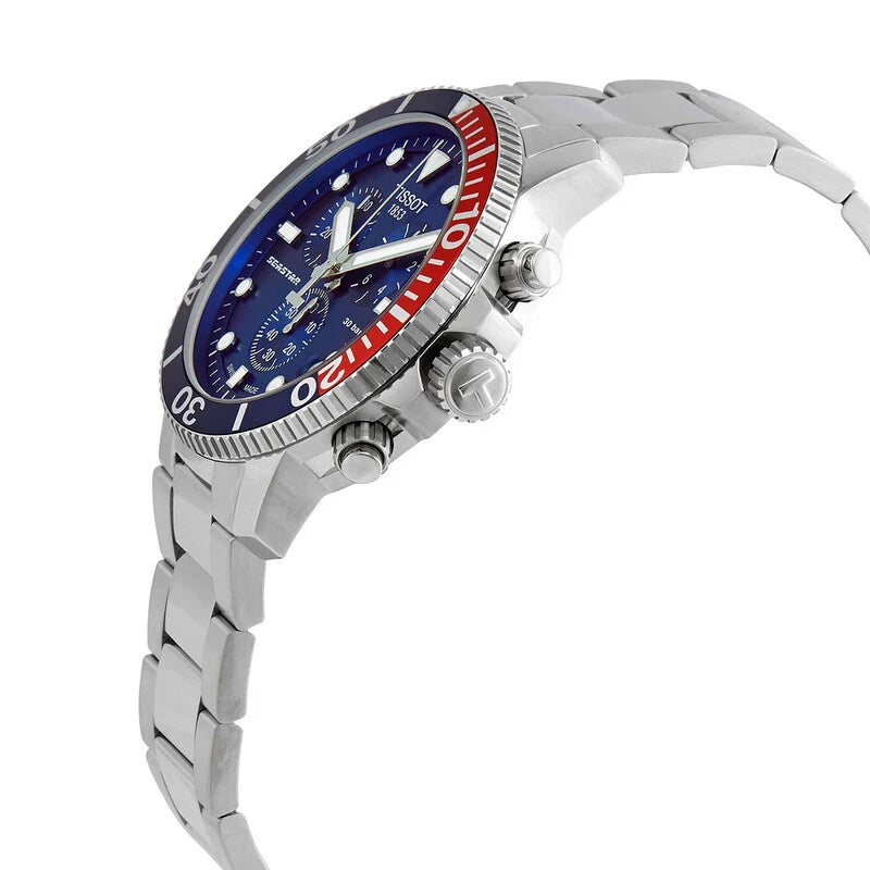 TISSOT Seastar 1000 Men’s Chronograph Quartz Swiss Made Silver Stainless Steel Blue Dial 45mm Watch T120.417.11.041.03