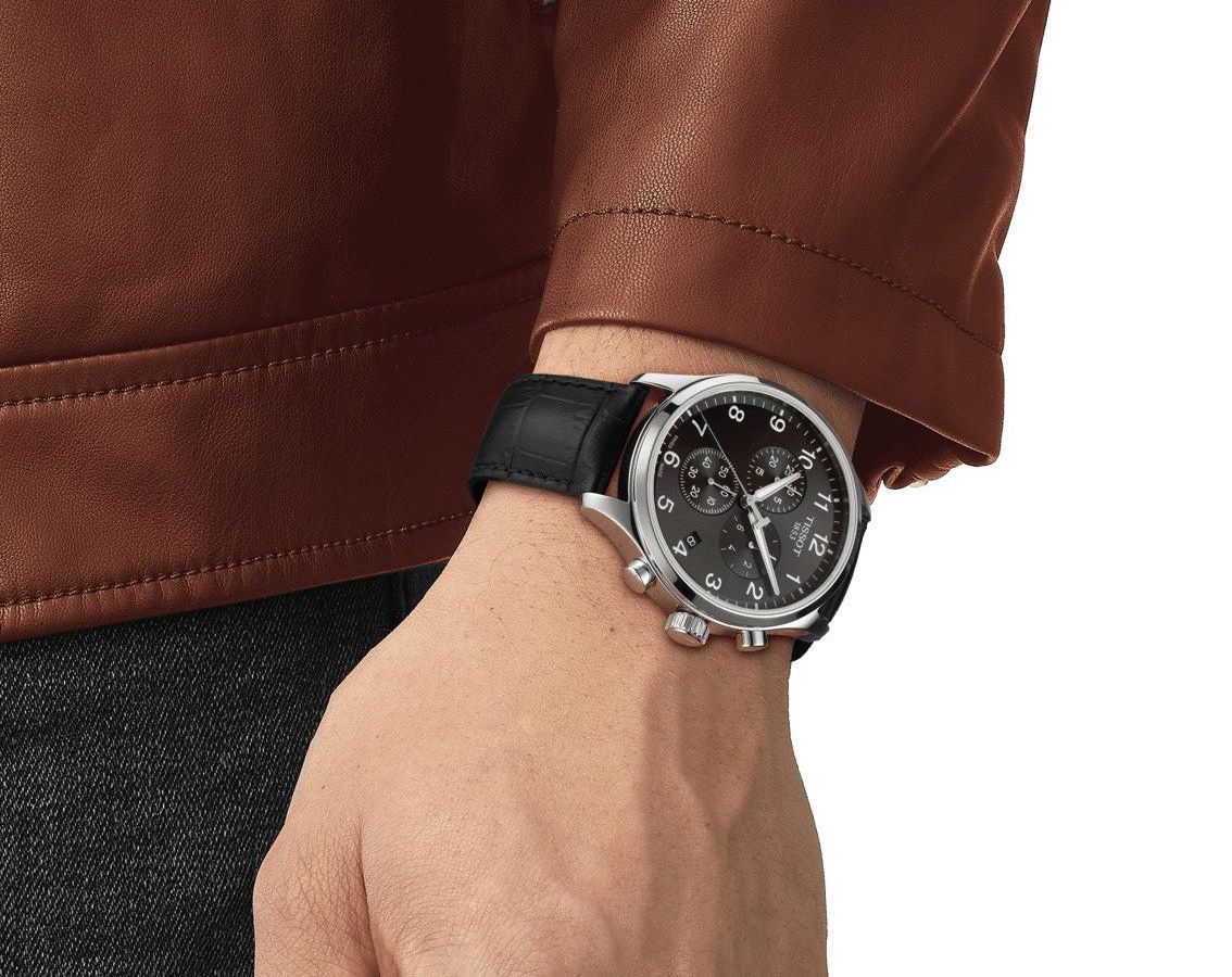 TISSOT Men’s Swiss Made Quartz Black Leather Strap Black Dial 45mm Watch T116.617.16.057.00