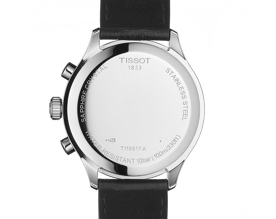 TISSOT Men’s Swiss Made Quartz Black Leather Strap Black Dial 45mm Watch T116.617.16.057.00