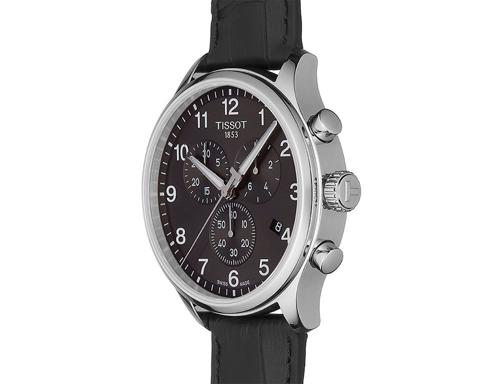 TISSOT Men’s Swiss Made Quartz Black Leather Strap Black Dial 45mm Watch T116.617.16.057.00