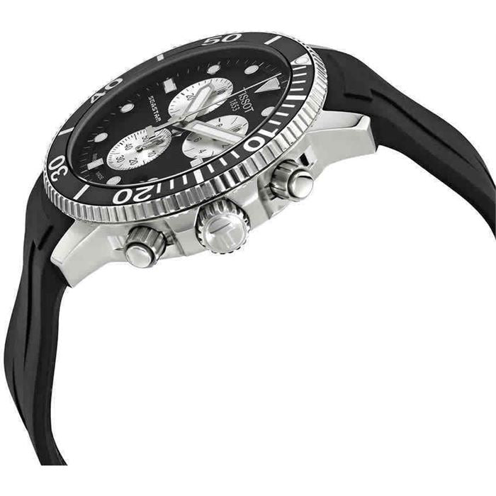 TISSOT Seastar 1000 Men’s Chronograph Quartz Black Silicone Strap Black Dial 45mm Watch T120.417.17.051.00