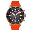 TISSOT Seastar 1000 Men’s Chronograph Quartz Swiss Made Orange Silicone Strap Black Dial 45mm Watch T120.417.17.051.01