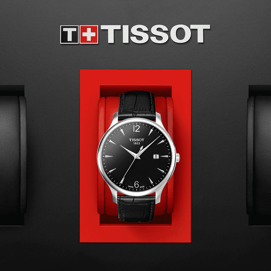 TISSOT Men’s Swiss Made Quartz Black Leather Strap Black Dial 42mm Watch T063.610.16.057.00