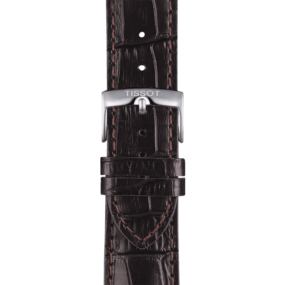 TISSOT Men’s Swiss Made Quartz Brown Leather Strap Silver Dial 45mm Watch T116.617.16.037.00