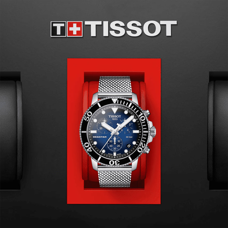 TISSOT Seastar 1000 Men’s Chronograph Quartz Swiss Made Stainless Steel Blue Gradient Dial 45mm Watch T120.417.11.041.02
