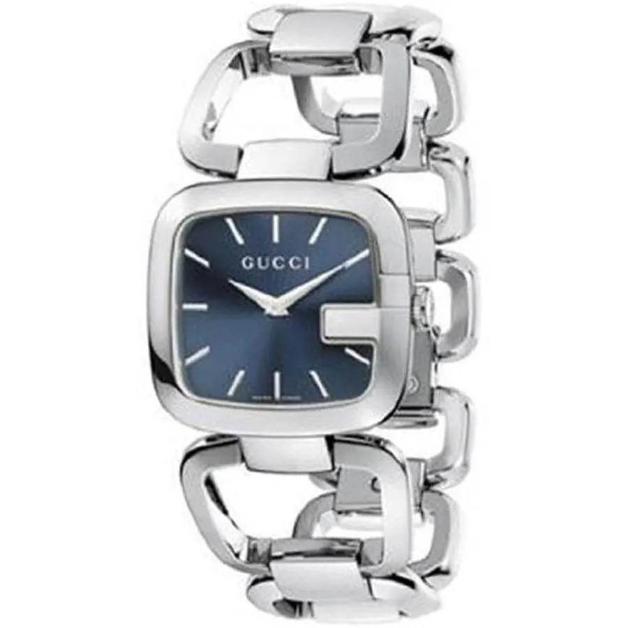 Gucci Women’s Swiss Made Quartz Silver Stainless Steel Blue Dial 25mm Watch YA125405