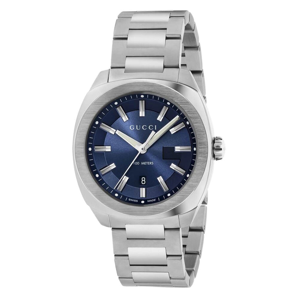 Gucci Men’s Swiss Made Quartz Stainless Steel Blue Dial 41mm Watch YA142303