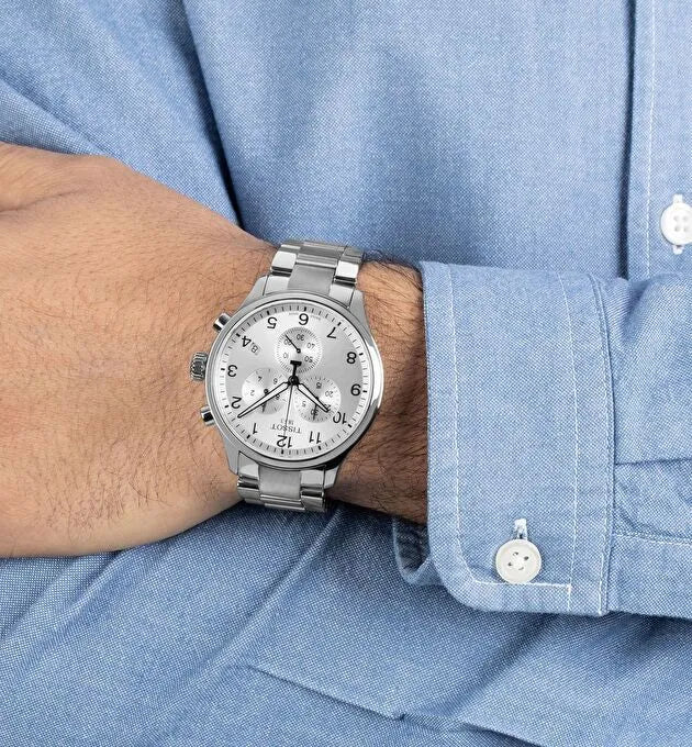 TISSOT Men’s Quartz Swiss Made Stainless Steel Silver Dial 45mm Watch T116.617.11.037.00