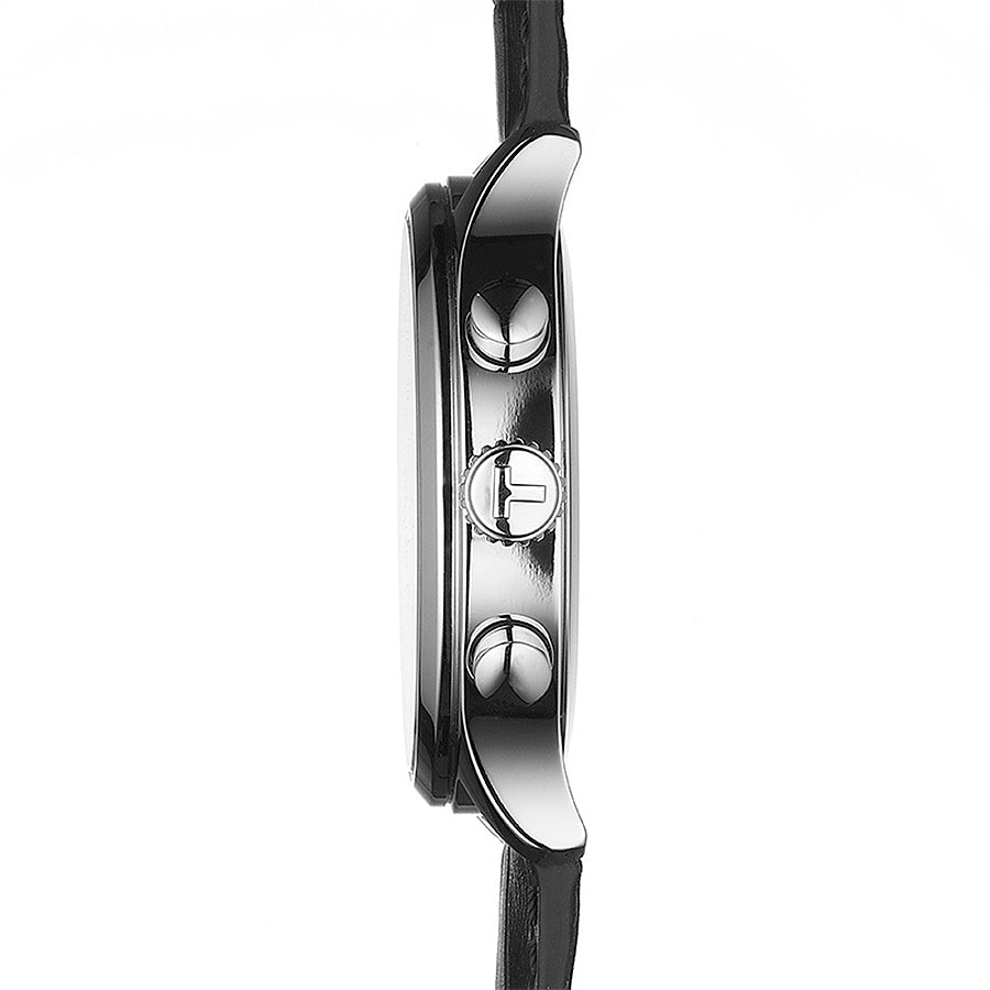 TISSOT Men’s Swiss Made Quartz Black Leather Strap Black Dial 45mm Watch T116.617.16.057.00